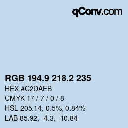 Código de color: RGB 194.9 218.2 235 | qconv.com