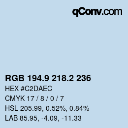 Color code: RGB 194.9 218.2 236 | qconv.com