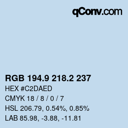 Farbcode: RGB 194.9 218.2 237 | qconv.com