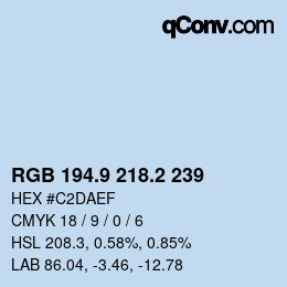 Farbcode: RGB 194.9 218.2 239 | qconv.com