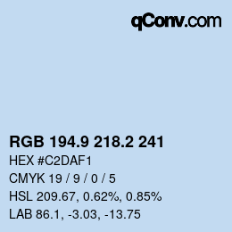 Color code: RGB 194.9 218.2 241 | qconv.com
