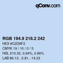 Farbcode: RGB 194.9 218.2 242 | qconv.com