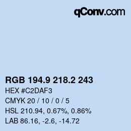 Color code: RGB 194.9 218.2 243 | qconv.com
