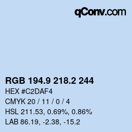 Color code: RGB 194.9 218.2 244 | qconv.com