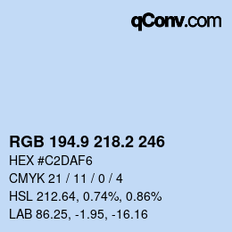 Color code: RGB 194.9 218.2 246 | qconv.com