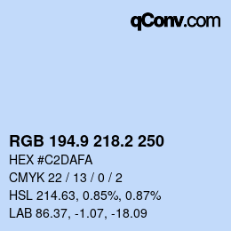 Código de color: RGB 194.9 218.2 250 | qconv.com