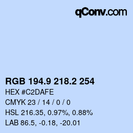 Color code: RGB 194.9 218.2 254 | qconv.com