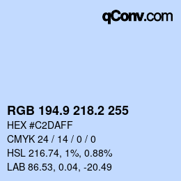 Farbcode: RGB 194.9 218.2 255 | qconv.com