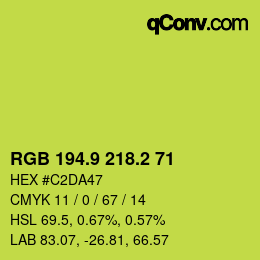 カラーコード: RGB 194.9 218.2 71 | qconv.com