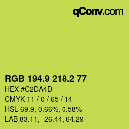 カラーコード: RGB 194.9 218.2 77 | qconv.com