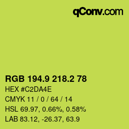 カラーコード: RGB 194.9 218.2 78 | qconv.com
