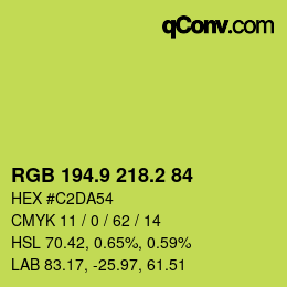 カラーコード: RGB 194.9 218.2 84 | qconv.com