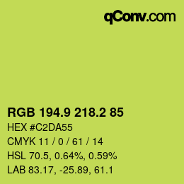 カラーコード: RGB 194.9 218.2 85 | qconv.com