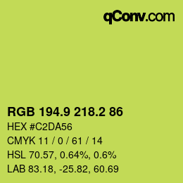 カラーコード: RGB 194.9 218.2 86 | qconv.com