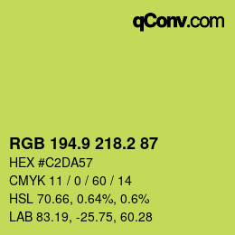 カラーコード: RGB 194.9 218.2 87 | qconv.com