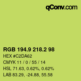カラーコード: RGB 194.9 218.2 98 | qconv.com