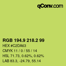 カラーコード: RGB 194.9 218.2 99 | qconv.com