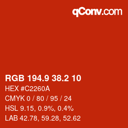 カラーコード: RGB 194.9 38.2 10 | qconv.com
