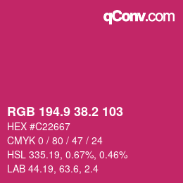 カラーコード: RGB 194.9 38.2 103 | qconv.com