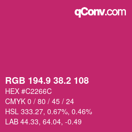 カラーコード: RGB 194.9 38.2 108 | qconv.com