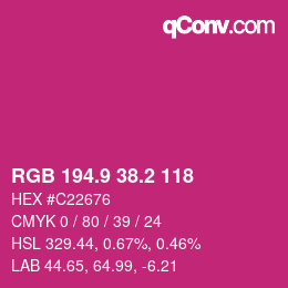 カラーコード: RGB 194.9 38.2 118 | qconv.com