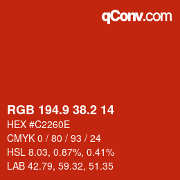 カラーコード: RGB 194.9 38.2 14 | qconv.com