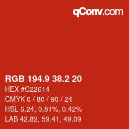 カラーコード: RGB 194.9 38.2 20 | qconv.com