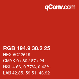 カラーコード: RGB 194.9 38.2 25 | qconv.com