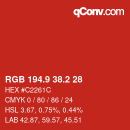 カラーコード: RGB 194.9 38.2 28 | qconv.com
