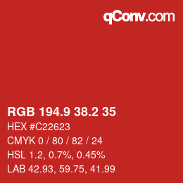 カラーコード: RGB 194.9 38.2 35 | qconv.com