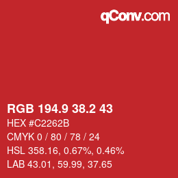 カラーコード: RGB 194.9 38.2 43 | qconv.com