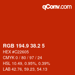 カラーコード: RGB 194.9 38.2 5 | qconv.com
