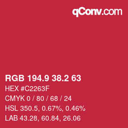 カラーコード: RGB 194.9 38.2 63 | qconv.com