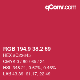 カラーコード: RGB 194.9 38.2 69 | qconv.com