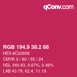 カラーコード: RGB 194.9 38.2 88 | qconv.com