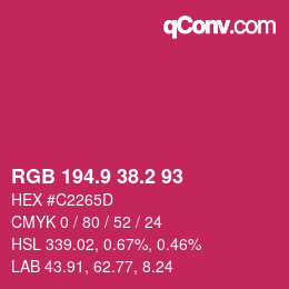 カラーコード: RGB 194.9 38.2 93 | qconv.com