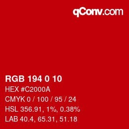 Color code: RGB 194 0 10 | qconv.com