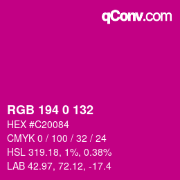 颜色代码: RGB 194 0 132 | qconv.com