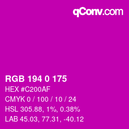 Color code: RGB 194 0 175 | qconv.com