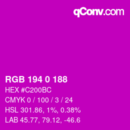 Color code: RGB 194 0 188 | qconv.com