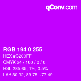 Color code: RGB 194 0 255 | qconv.com