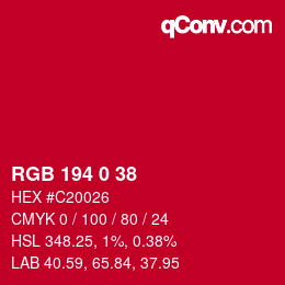 カラーコード: RGB 194 0 38 | qconv.com