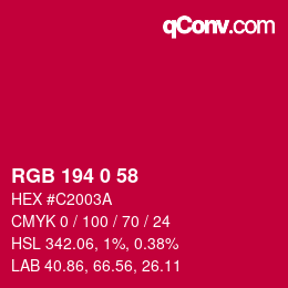 Color code: RGB 194 0 58 | qconv.com