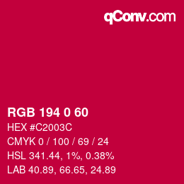 Color code: RGB 194 0 60 | qconv.com