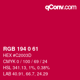 颜色代码: RGB 194 0 61 | qconv.com