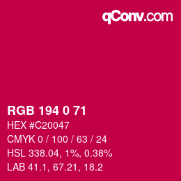Color code: RGB 194 0 71 | qconv.com
