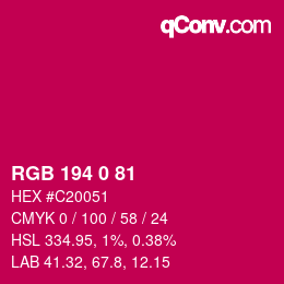 Color code: RGB 194 0 81 | qconv.com