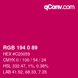 Color code: RGB 194 0 89 | qconv.com