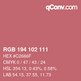 Código de color: RGB 194 102 111 | qconv.com