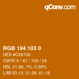 Color code: RGB 194 103 0 | qconv.com